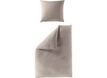 Bettwäsche BIERBAUM "Elegant uni", grau (taupe), B/L: 135cm x 200cm, 1 Stk., 1 Stk., Mako-Satin, B/L: 80cm x 40cm, 2 Stk., Mako-Satin, Obermaterial: 100% Baumwolle, Bettwäsche, Bettwäsche, Mako-Satin, 100 % Baumwolle, Uni, pflegeleicht