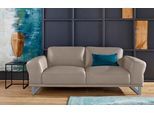 2,5-Sitzer W.SCHILLIG "montanaa elegant & edel, bequem, Federkernunterfederung", braun (stone z59), B:212cm H:78cm T:94cm, Sofas, 2 5-Sitzer, mit Metallkufen in Silber matt, Breite 212 cm