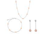 Orphelia 'Aurelie' Damen 925er Sterling Silber Set: Halskette + Armband + Ohrringe - Silber/Rosé SET-7385