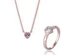 Orphelia 'Nora' Dames 925 Zilver Set: Halsketting + Ring - Roze SET-7435