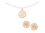 Orphelia 'Fiore' Dames 925 Sterling Zilveren Set: Ketting-Pendant + Oorbellen - Roze SET-7079/1