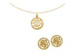 Orphelia 'Fiore' Dames 925 Sterling Zilveren Set: Ketting-Hanger + Oorbellen - Gouden SET-7079/2