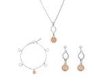 Orphelia 'Maite' Dames 925 Sterling Zilveren Set: Ketting + Armband + Oorbellen - Zilver/Roze SET-7376