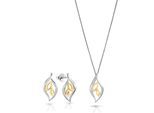 Orphelia 'Charlotte' Dames 925 Sterling Zilveren Set: Keten-Hanger + Oorbellen - Zilver/Goud SET-7523