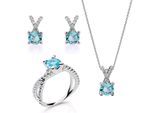 Orphelia 'Maya' Dames 925 Sterling Zilveren Set: Ketting + Oorbellen + Ring - Zilver SET-7478/AQ