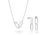 Orphelia 'Rose' Dames 925 Sterling Zilveren Set: Ketting + Oorbellen - Zilver SET-7561