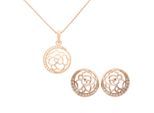 Orphelia 'Blair' Dames 925 Sterling Zilveren Set: Ketting-Hanger + Oorbellen - Roze SET-7089/1