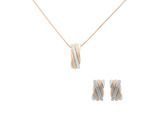 Orphelia 'Joline' Dames 925 Sterling Zilveren Set: Ketting-Hanger + Oorbellen - Zilver/Roze SET-7118