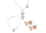 Orphelia 'Lyra' Dames 925 Sterling Zilveren Set: Ketting + Armband + Oorbellen - Zilver/Roze SET-7390