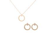 Orphelia 'Novalie' Dames 925 Echt Zilver Set: Ketting-Pendant + Oorbellen - Roze SET-7129/RG