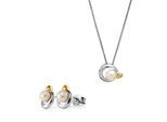 Orphelia 'Mathilde' Dames 925 Sterling Zilveren Set: Ketting-Hanger + Oorbellen - Zilver/Goud SET-7510/G
