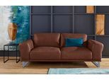 2,5-Sitzer W.SCHILLIG "montanaa elegant & edel, bequem, Federkernunterfederung", braun (tobacco z69), B:212cm H:78cm T:94cm, Sofas, 2 5-Sitzer, mit Metallkufen in Silber matt, Breite 212 cm