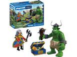 Konstruktions-Spielset PLAYMOBIL "Troll mit Löwenritterschatz (72116), Knights", bunt, Spielbausteine, Kinder, Kunststoff, Konstruktions-Spielset