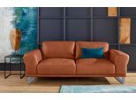 2,5-Sitzer W.SCHILLIG "montanaa elegant & edel, bequem, Federkernunterfederung", braun (cognac z69), B:212cm H:78cm T:94cm, Sofas, 2 5-Sitzer, mit Metallkufen in Silber matt, Breite 212 cm