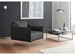 Cocktailsessel W.SCHILLIG "sally Designsessel, zeitlos und bequem, tolle Verarbeitungsdetails", schwarz (schwarz z59), B:84cm H:78cm T:84cm, Longlife Xtra-Leder Z59: Glattleder mit modischer Prägung. Hautstärke 0, 9 - 1, 1 mm., Sessel, Cocktailsessel, mit Metall-Winkelfüßen in Silber matt