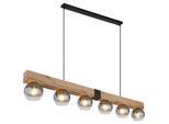 Novel Hängeleuchte, Schwarz, Holz, Metall, Glas, Eiche, 15x120x140 cm, Lampen & Leuchten, Innenbeleuchtung, Hängelampen, Pendelleuchten