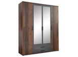 Mid.you Drehtürenschrank, Akazie, Schiefer, Glas, Holzwerkstoff, 7 Fächer, 2 Schublade(n) Schubladen, 159x196x53.5 cm, Blauer Engel, BQ - Bündnis für Qualität, Made in Germany, Typenauswahl, Schrankfront mit Spiegel, Schlafzimmer, Kleiderschränke, Drehtürenschränke