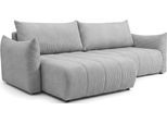 ECKSOFA Liv mit Schlaffunktion & Bettkasten in Cordstoff Hellgrau, Universell 260/154/86 cm