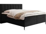 BOXBETT Allen mit Bettkasten, Samt Schwarz 180x200 cm – inkl. H4 Taschenfederkern Matratze & Foam Topper