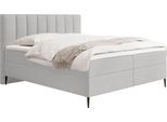 BOXBETT Allen mit Bettkasten, Boucle Grau 140x200 cm – inkl. H4 Taschenfederkern Matratze & Foam Topper