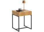 Xora Beistelltisch, Schwarz, Eiche, Metall, Holzwerkstoff, quadratisch, Kufe, Flachrohr, 40x50x40 cm, Bsci, Wohnzimmer, Wohnzimmertische, Beistelltische, Beistelltische Metall
