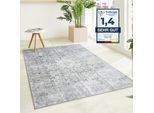 Teppich LUXOR LIVING "Lago", grau (grau, anthrazit), B:200cm H:6mm L:290cm, Polyester, Teppiche, Teppich, faltbarer Teppich, modernes Design, waschbar, In- und Outdoor geeignet