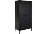 Mid.you Mehrzweckschrank, Schwarz, Metall, 5 Fächer, 90x185x50 cm, Waschküche, Mehrzweckschränke