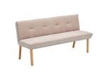 Linea Natura Sitzbank, Taupe, Hellbraun, Holz, Textil, Eiche, vollmassiv, 2-3-Sitzer, 157x88x63 cm, Esszimmer, Bänke, Sitzbänke
