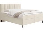 BOXBETT Allen mit Bettkasten, Boucle Creme 180x200 cm – inkl. H4 Taschenfederkern Matratze & Foam Topper