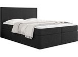 BOXBETT Terra mit Bettkasten, Boucle Schwarz 180/200 cm – 7-Zonen Taschenfederkern-Matratze & Komfortschaum-Topper