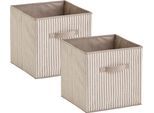 Aufbewahrungsbox ZELLER PRESENT "Stripes", beige (natur), 2 Stk., Maße(B/T/H):(31/31/31)(B/T/H):(31/31/31), Vlies, Aufbewahrungsboxen, Aufbewahrungsbox, faltbar, Vlies, beige