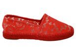 Dolce & Gabbana Rote Spitze Baumwoll-Espadrilles Ballerinas