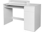 Schreibtisch OTTO HOME "Jarvie", weiß, weiß, weiß, B:110cm H:73cm T:60cm, Tische, Schreibtisch, mit Tastaturauszug, mit Monitoraufsatz, mit Schublade