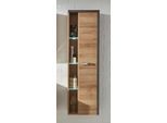 Hochschrank WELLTIME "Bilbao", braun (beton optik, eiche riviera honig), B:48cm H:160cm T:31cm, FSC-zertifizierter Holzwerkstoff, Schränke, Hochschrank, Hänge-Badschrank mit innen verspiegelter Tür und 3 Glasböden