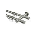 GARDINENSTANGE Platon Estana 400 cm (geteilt in 2 x 200 cm), 2-läufig, 20 mm Ø Edelstahl-Optik