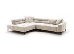 ECKSOFA MIT MOTORISCHEM SITZVORZUG OHIO Weiß Cord Relaxfunktion