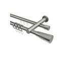 GARDINENSTANGE RUNDROHR-INNENLAUF Platon Tanara 280 cm (geteilt in 2 x 140 cm), 2-läufig, 20 mm Ø Edelstahl-Optik