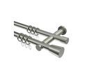 GARDINENSTANGE Platon Sitra 260 cm (geteilt in 2 x 130 cm), 2-läufig, 20 mm Ø Edelstahl-Optik
