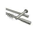 GARDINENSTANGE RUNDROHR-INNENLAUF Platon Mavell 200 cm, 2-läufig, 20 mm Ø Edelstahl-Optik