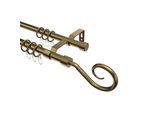 GARDINENSTANGE Olymp Allegra 360 cm (geteilt in 2 x 180 cm), 2-läufig, 16 mm Ø Messing Antik