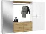 Garderoben-Set HOME AFFAIRE "TRONDHEIM, 6-teilig, Breite 273cm, individuell platzier- & erweiterbar", braun (artisan eiche nachbildung, weiß, weiß hochglanz), B:273cm H:193cm T:34cm, Holzwerkstoff, Kastenmöbel-Sets, Garderoben-Set, Garderobenschrank, Kleiderschrank, Schrankkombination, Garderobe