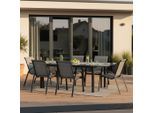 Gardenson , Graphitfarben, Grau , Metall, Textil , Uni , Stühle stapelbar, Tische mit Glasplatte , Gartenmöbel, Gartenmöbel-Sets, Gartengarnituren