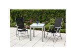 Gardenson , Schwarz, Silberfarben , Metall, Textil , Stuhl klappbar, Rückenlehne mehrfach verstellbar , Gartenmöbel, Gartenmöbel-Sets, Gartengarnituren