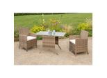 Gardenson , Naturfarben , Glas , Füllung: Schaumstoff , Tisch mit Glasplatte, platzsparend verstaubar , Gartenmöbel, Gartenmöbel-Sets, Gartengarnituren