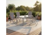Gardenson , Braun, Silberfarben , Metall, Glas, Textil , Uni , rechteckig , Gartenmöbel, Gartenmöbel-Sets, Gartengarnituren