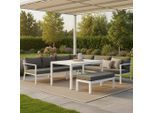 Gardenson , Grau, Weiß , Metall , L-Form , Gartenmöbel, Gartenmöbel-Sets, Gartengarnituren