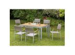 Gardenson , Silberfarben, Akaziefarben, Beige , Holz, Metall, Kunststoff , Akazie , Hartholz , rechteckig , Gartenmöbel, Gartenmöbel-Sets, Gartengarnituren