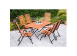 Gardenson , Naturfarben, Schwarz , Holz, Metall , Eukalyptusholz , Hartholz , rechteckig , FSC 100% , Stühle klappbar, Rückenlehne mehrfach verstellbar , Gartenmöbel, Gartenmöbel-Sets, Gartengarnituren