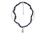 Kette mit Anhänger STEUER "Set Lapislazuli-Splitterkette und Kette mit Anhänger", blau, Halsketten, Damen, 49cm, Metall, L: 49