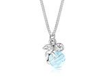 Collierkettchen ELLI "Engel mit Kristalle Kugel 925 Sterling Silber", blau (hellblau), Halsketten, Damen, 45,mit Steinen, Silber 925 (Sterlingsilber), L: 45